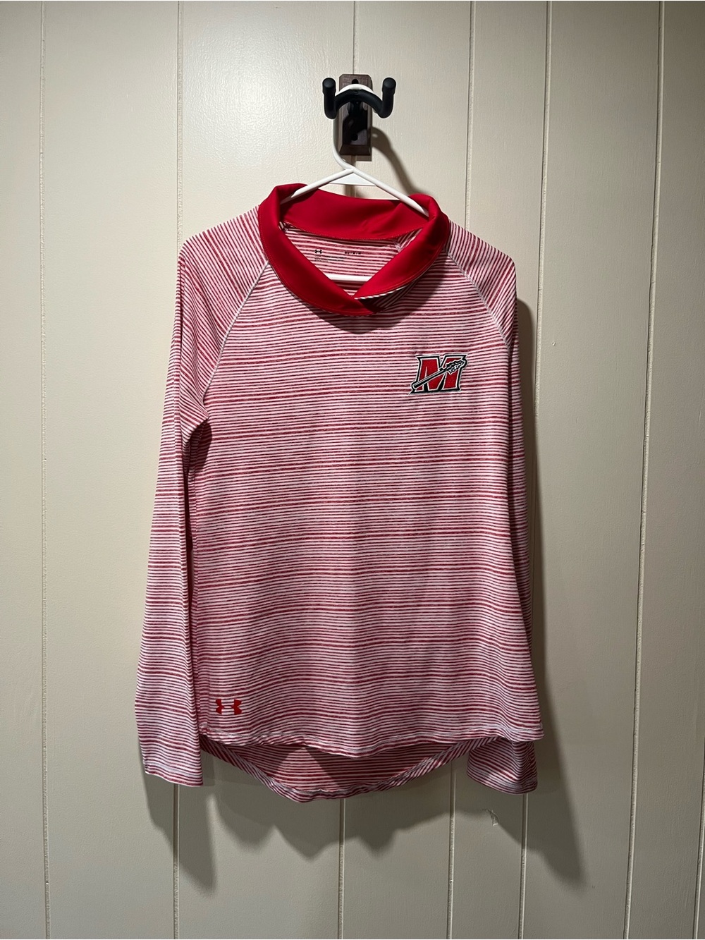 Under Armour Women’s Red Striped Performance Long-Sleeve Top